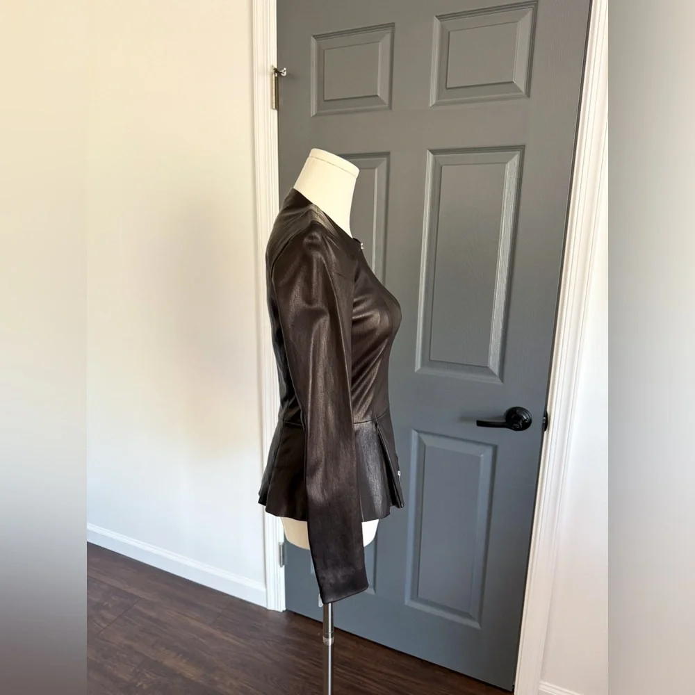 The Row Anasta Bonded Leather Jacket - Picture 10 of 12